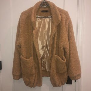 Zaful Zip Up Front Pockets Borg Teddy Jacket